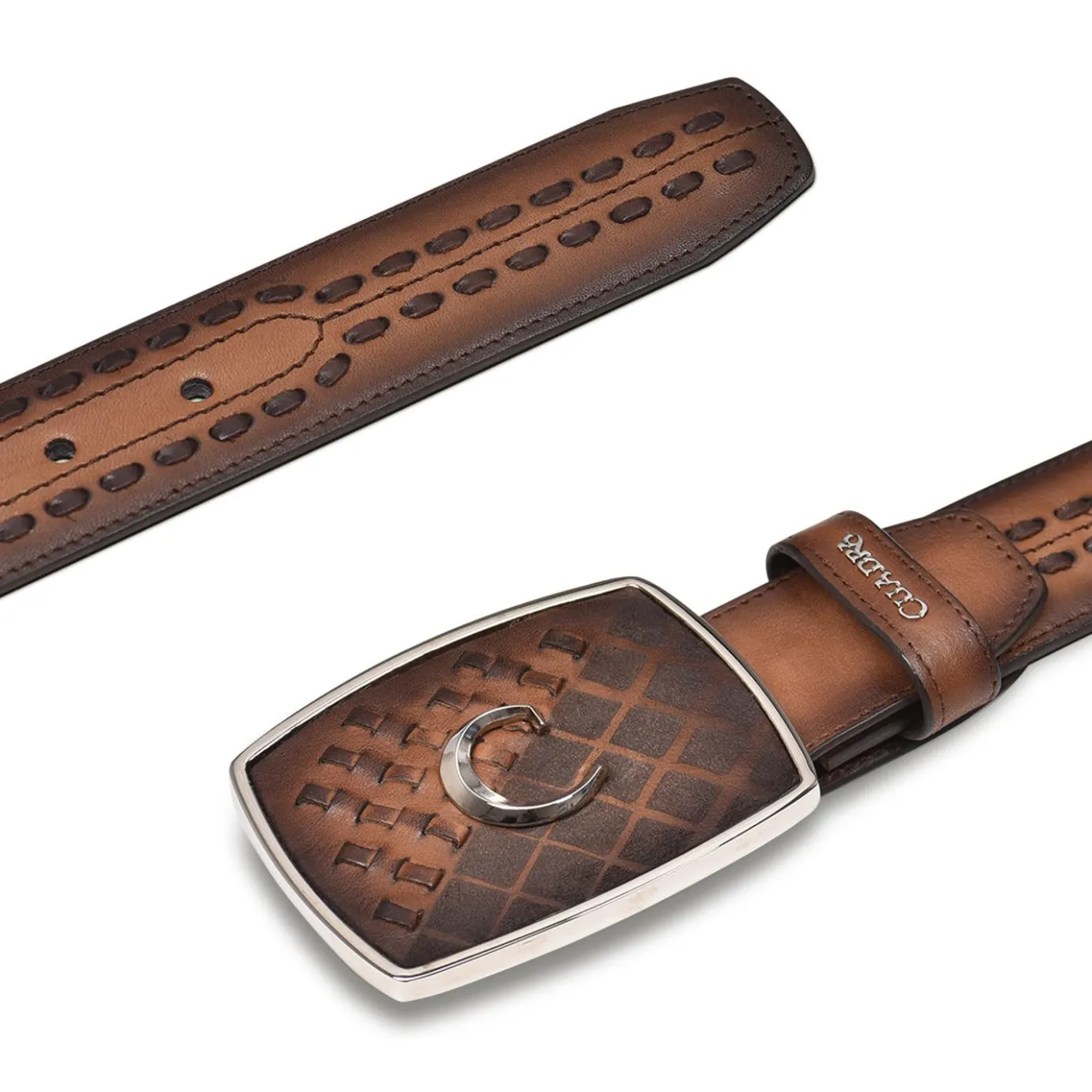 Men Cuadra Belts-Hand-Painted Engraved Honey Western Leather Belt