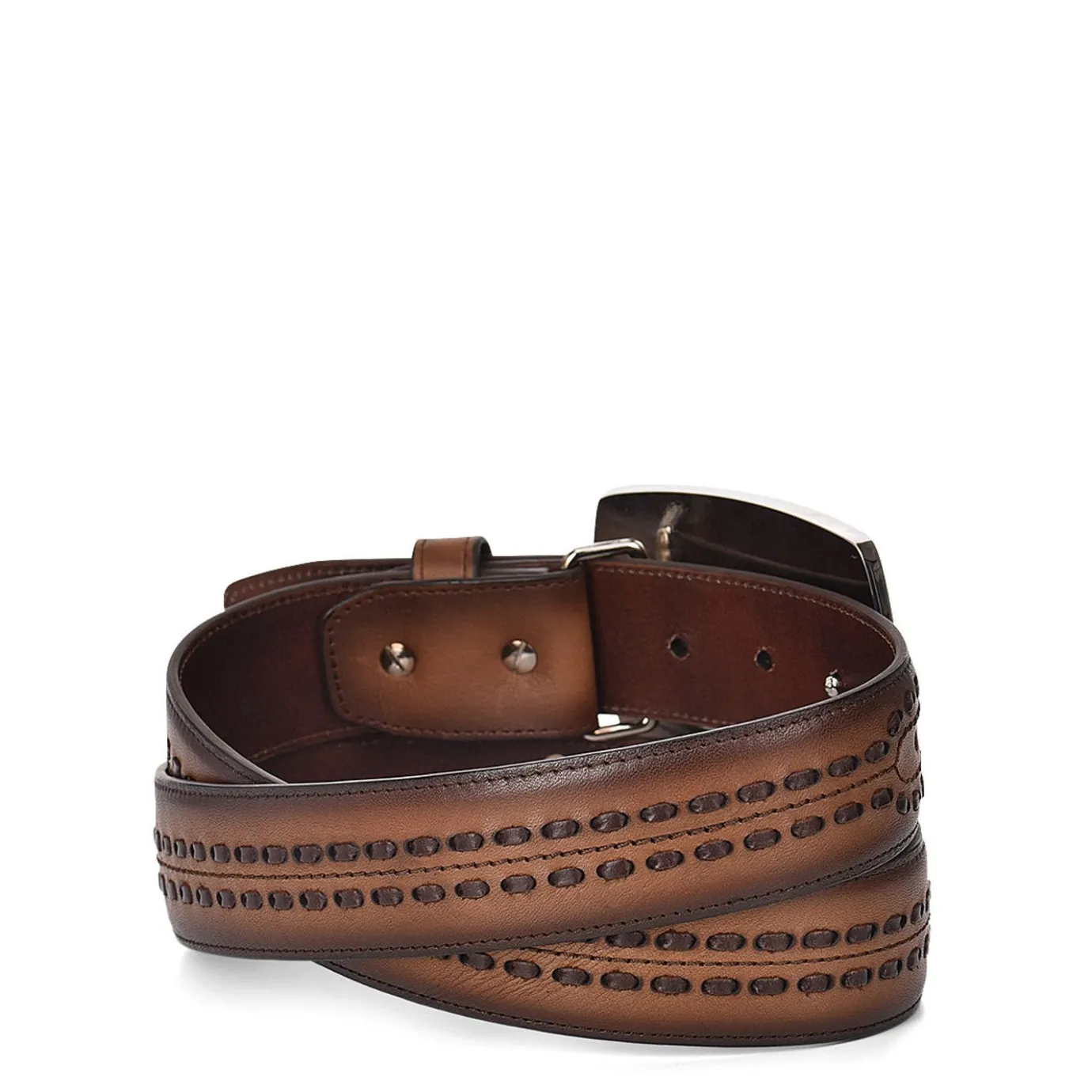 Men Cuadra Belts-Hand-Painted Engraved Honey Western Leather Belt