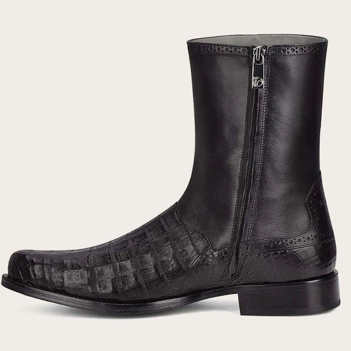 Men Cuadra Urban & Casual Boots-Hand-Painted Exotic Black Leather Boots By Franco