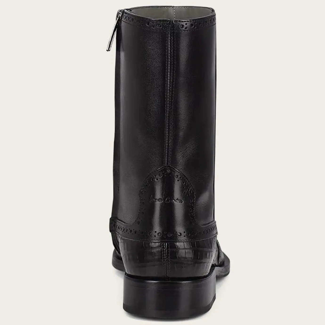 Men Cuadra Urban & Casual Boots-Hand-Painted Exotic Black Leather Boots By Franco