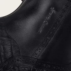 Men Cuadra Urban & Casual Boots-Hand-Painted Exotic Black Leather Boots By Franco