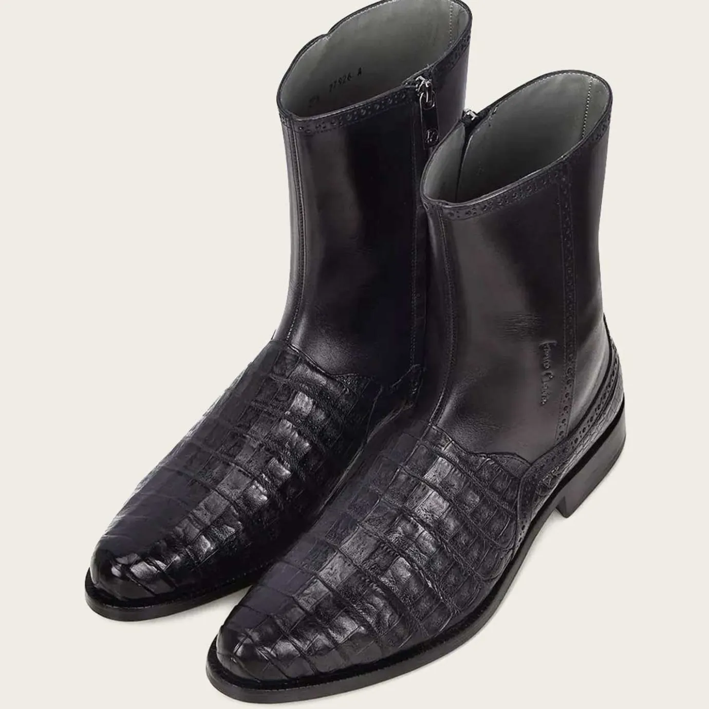 Men Cuadra Urban & Casual Boots-Hand-Painted Exotic Black Leather Boots By Franco