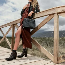 Women Cuadra Ankle Boots & Booties-Hand-Painted Exotic Black Stingray Leather Bootie