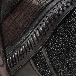 Women Cuadra Ankle Boots & Booties-Hand-Painted Exotic Black Stingray Leather Bootie