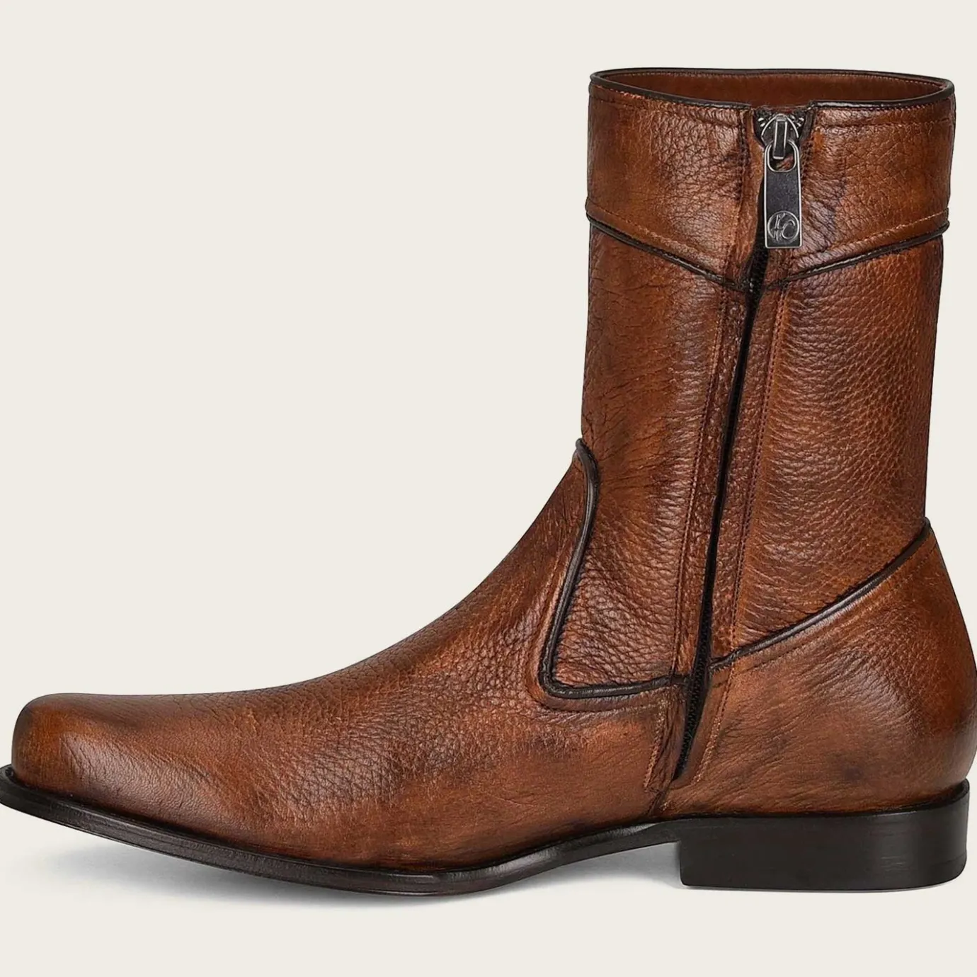 Men Cuadra Dress Boots-Hand-Painted Honey Deer Leather Boots By Franco