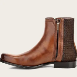 Men Cuadra Dress Boots-Hand-Painted Honey Leather Boot With Handwoven Application