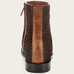 Men Cuadra Dress Boots-Hand-Painted Honey Leather Boot With Handwoven Application