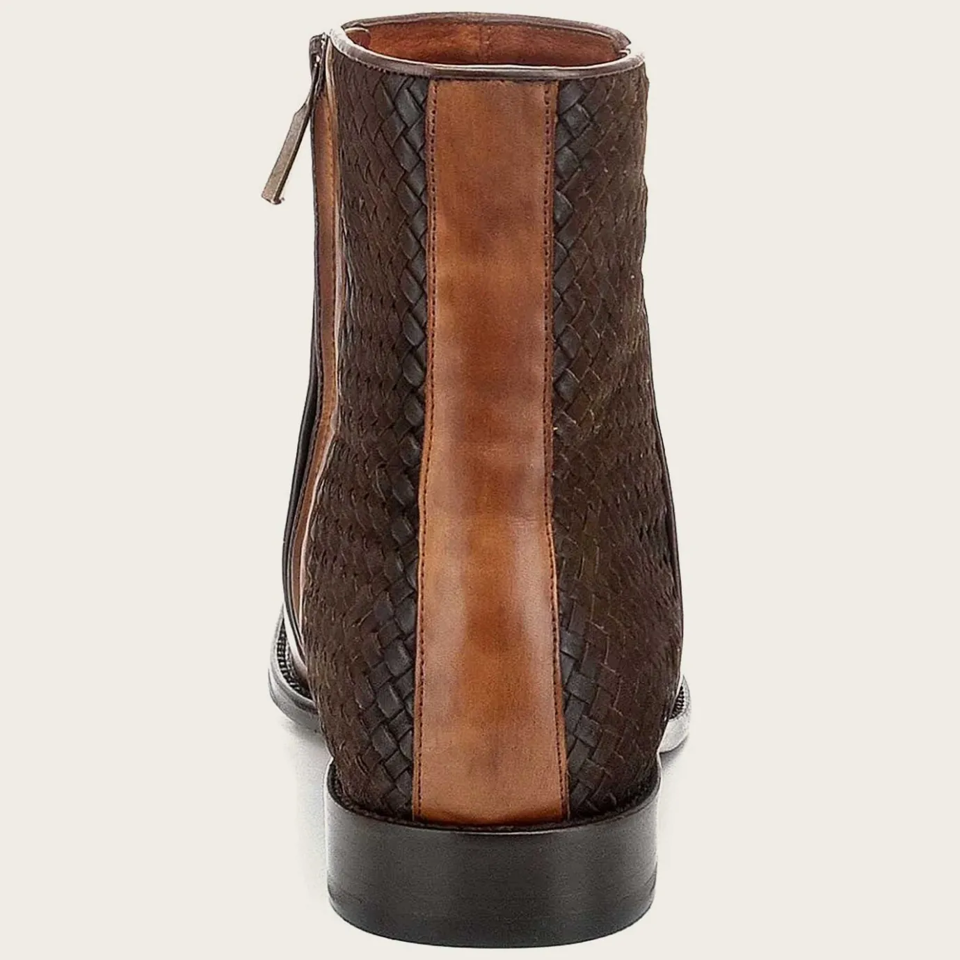 Men Cuadra Dress Boots-Hand-Painted Honey Leather Boot With Handwoven Application