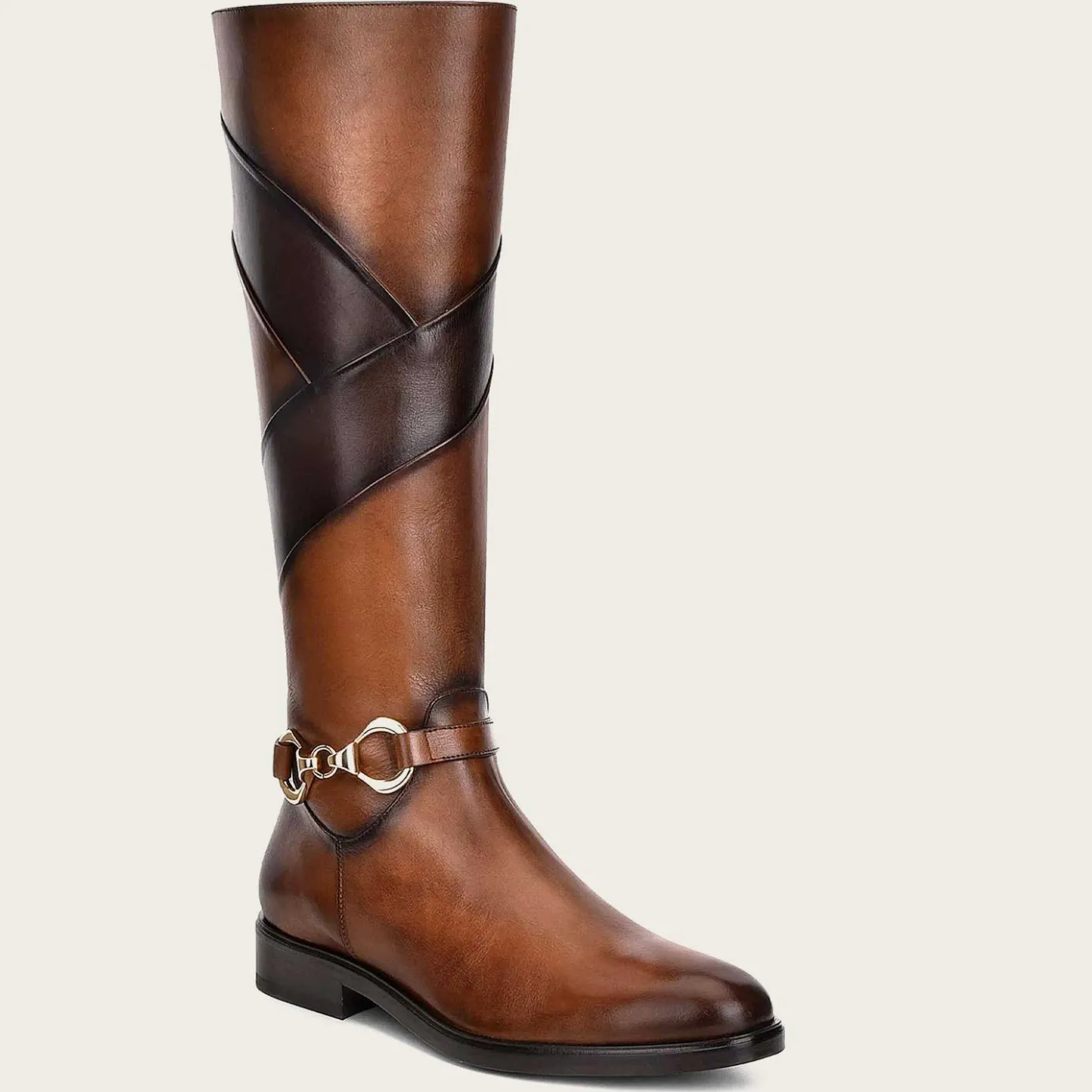 Women Cuadra Tall & Knee-High Boots-Hand-Painted Honey Leather Riding Boot With Contrasting Colors