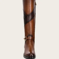 Women Cuadra Tall & Knee-High Boots-Hand-Painted Honey Leather Riding Boot With Contrasting Colors