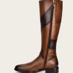Women Cuadra Tall & Knee-High Boots-Hand-Painted Honey Leather Riding Boot With Contrasting Colors