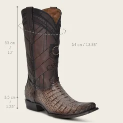 Men Cuadra Western Boots-Hand-Painted Traditional Exotic Dark Brown Leather Boot