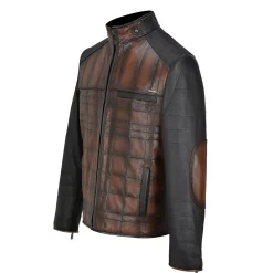 Men Cuadra Jackets-Hand-Shaded Finish Brown Leather Jacket