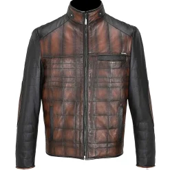 Men Cuadra Jackets-Hand-Shaded Finish Brown Leather Jacket