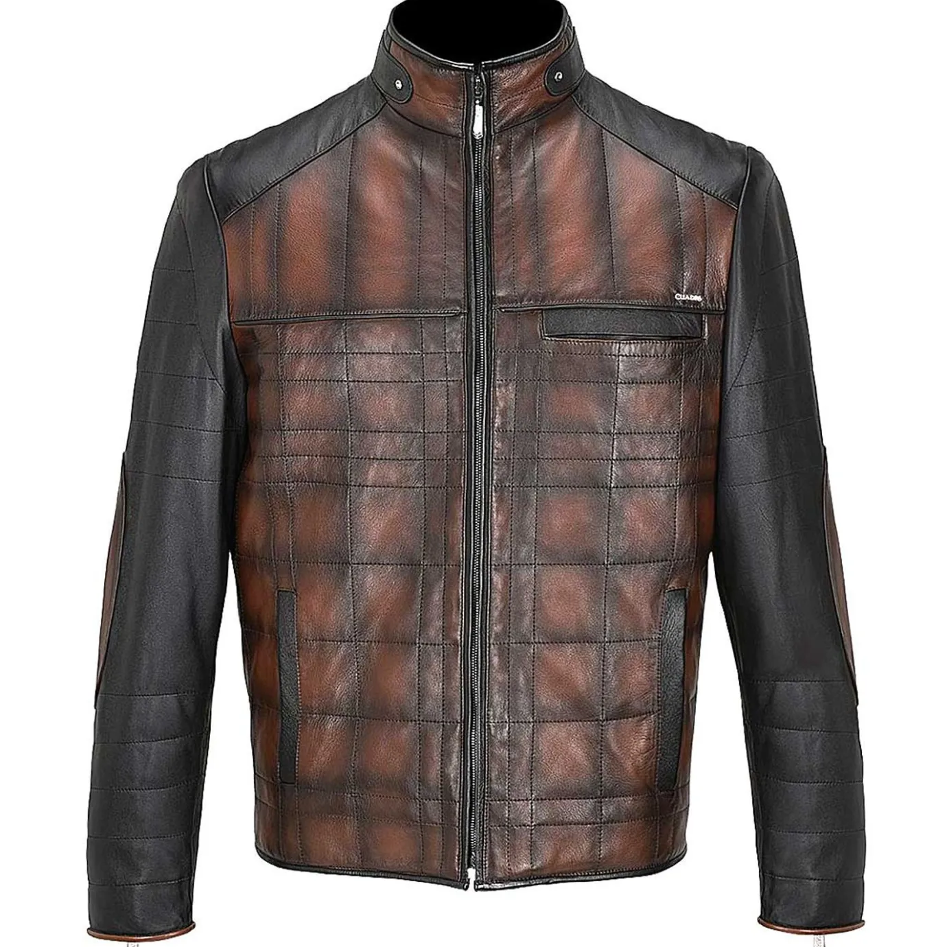 Men Cuadra Jackets-Hand-Shaded Finish Brown Leather Jacket