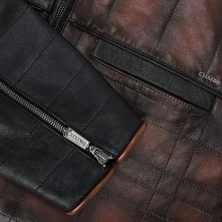 Men Cuadra Jackets-Hand-Shaded Finish Brown Leather Jacket