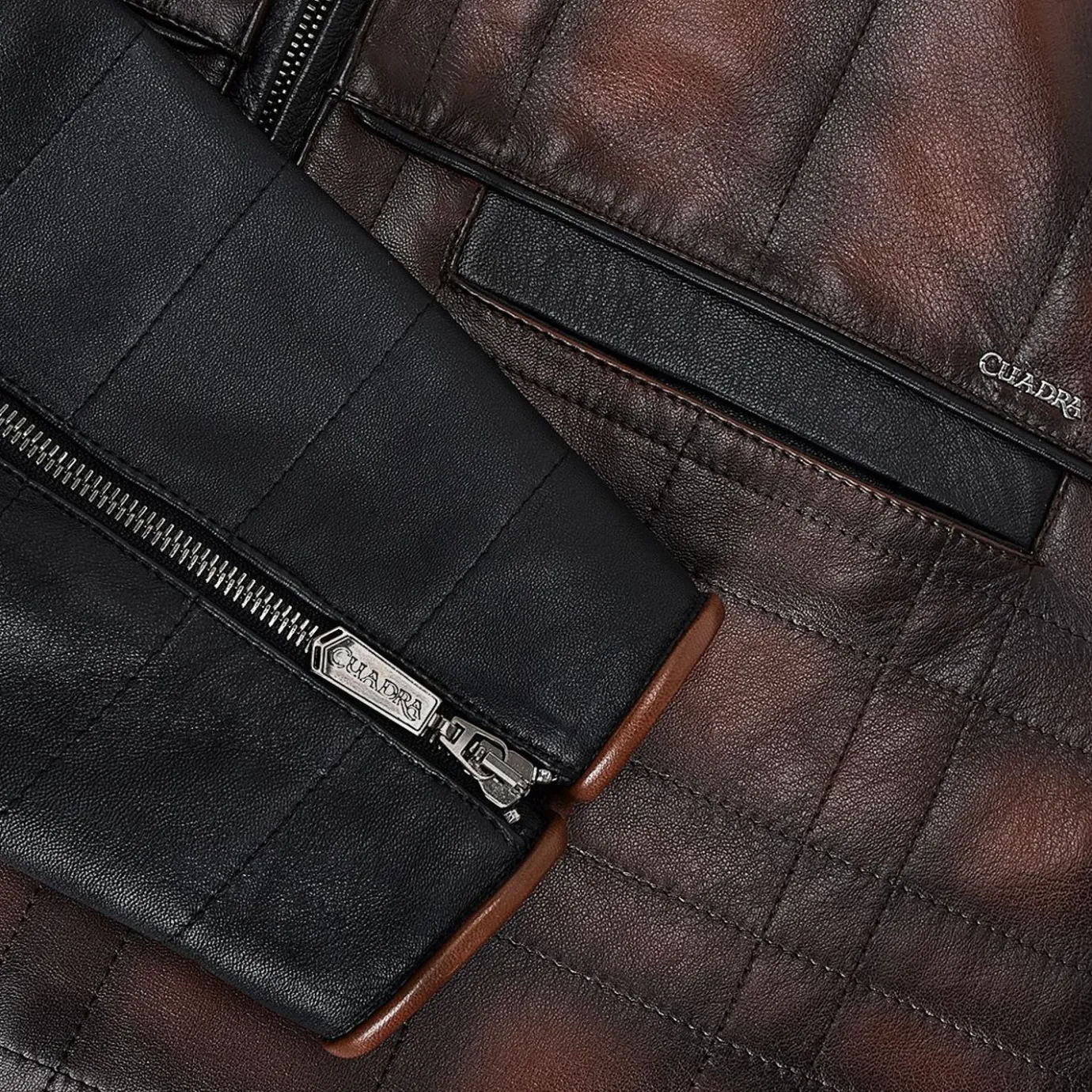 Men Cuadra Jackets-Hand-Shaded Finish Brown Leather Jacket