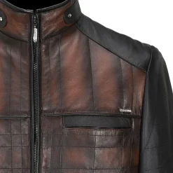 Men Cuadra Jackets-Hand-Shaded Finish Brown Leather Jacket