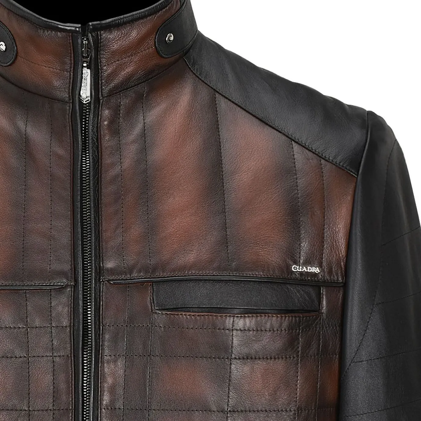Men Cuadra Jackets-Hand-Shaded Finish Brown Leather Jacket