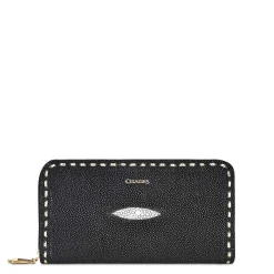 Women Cuadra Wallets-Handwoven Black Leather Bifold Wallet