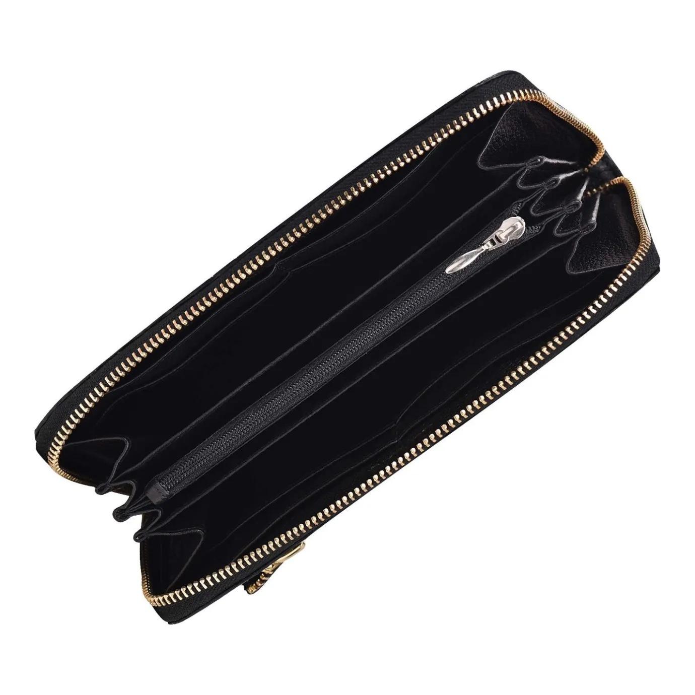 Women Cuadra Wallets-Handwoven Black Leather Bifold Wallet