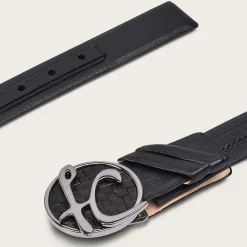 Men Cuadra Belts-Handwoven Black Leather Belt