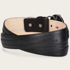 Men Cuadra Belts-Handwoven Black Leather Belt