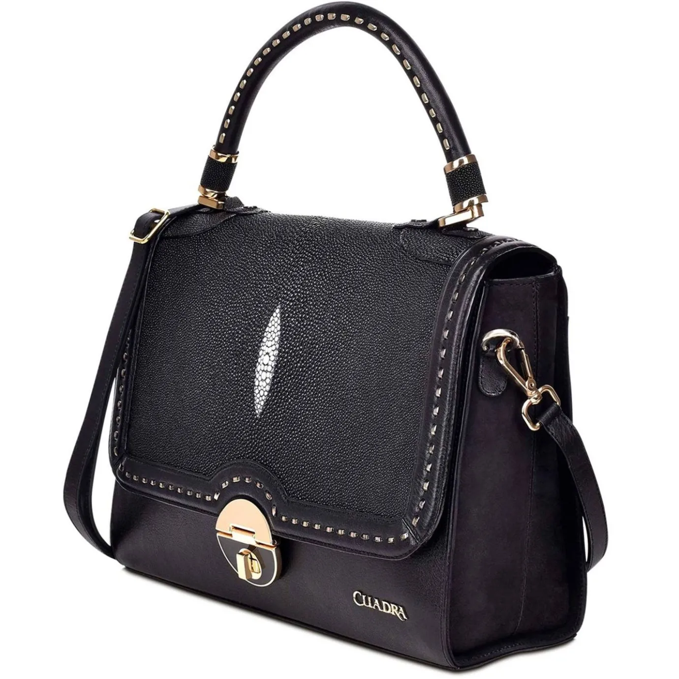 Women Cuadra Top Handle & Satchel Bags-Handwoven Black Leather Satchel Bag