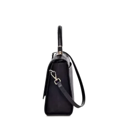 Women Cuadra Top Handle & Satchel Bags-Handwoven Black Leather Satchel Bag