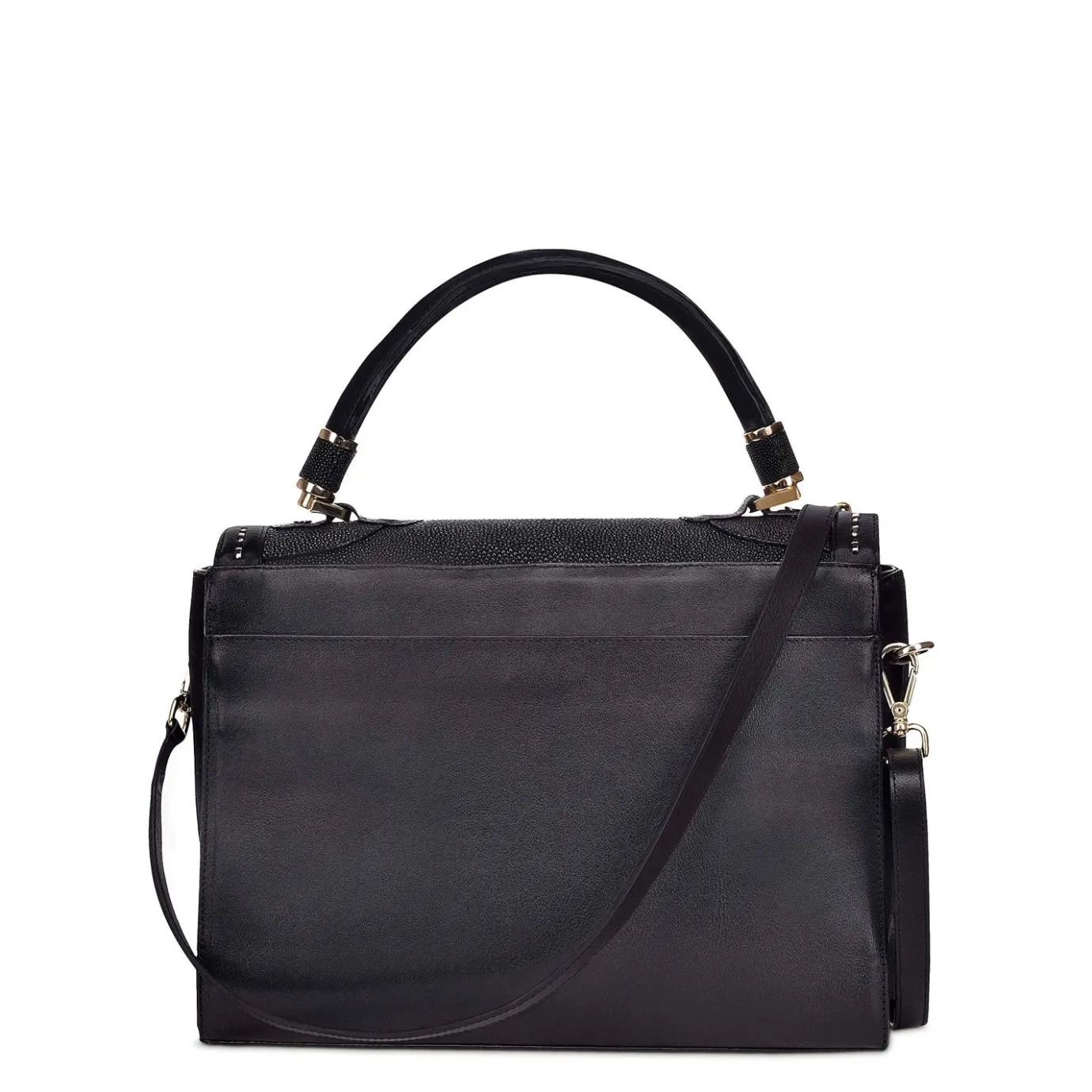 Women Cuadra Top Handle & Satchel Bags-Handwoven Black Leather Satchel Bag