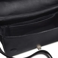 Women Cuadra Top Handle & Satchel Bags-Handwoven Black Leather Satchel Bag