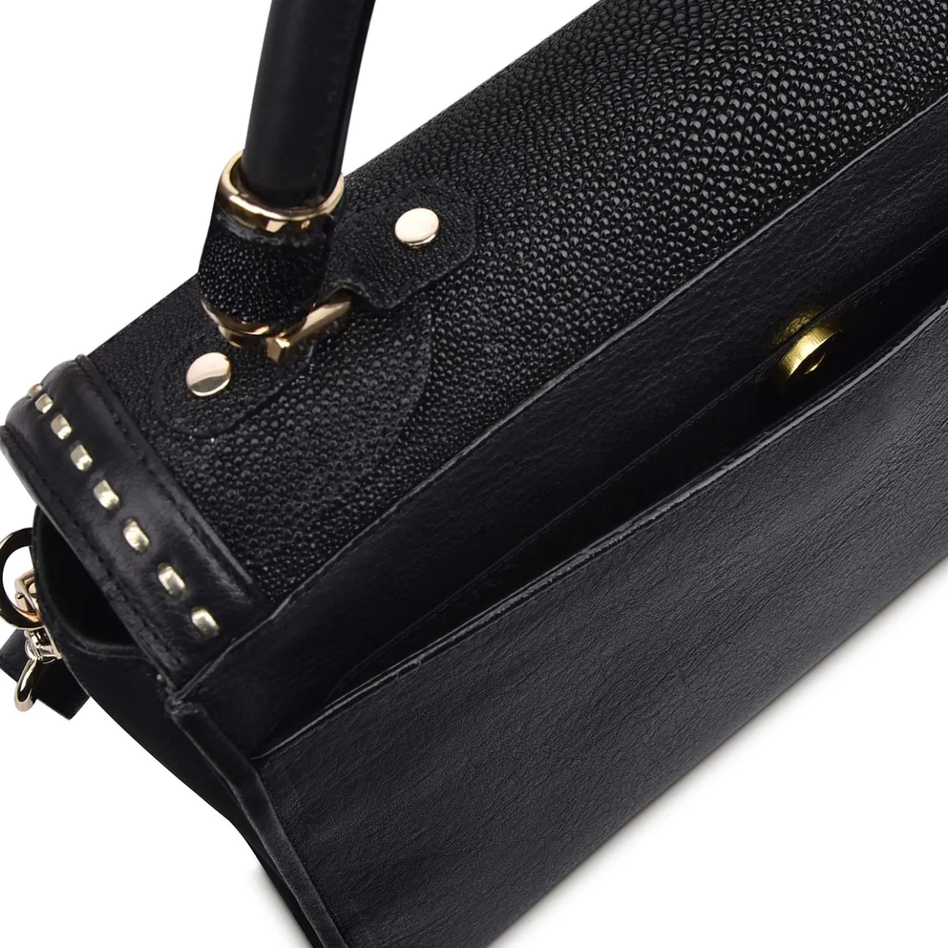 Women Cuadra Top Handle & Satchel Bags-Handwoven Black Leather Satchel Bag