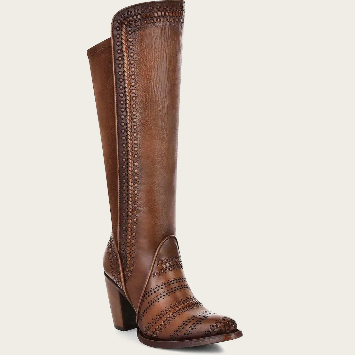 Women Cuadra Tall & Knee-High Boots-Handwoven Brown Leather Boot
