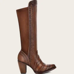 Women Cuadra Tall & Knee-High Boots-Handwoven Brown Leather Boot