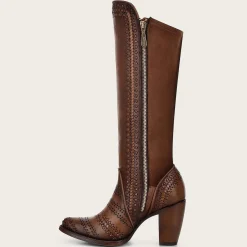 Women Cuadra Tall & Knee-High Boots-Handwoven Brown Leather Boot