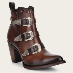 Women Cuadra Ankle Boots & Booties-Handwoven Brown Leather Bootie