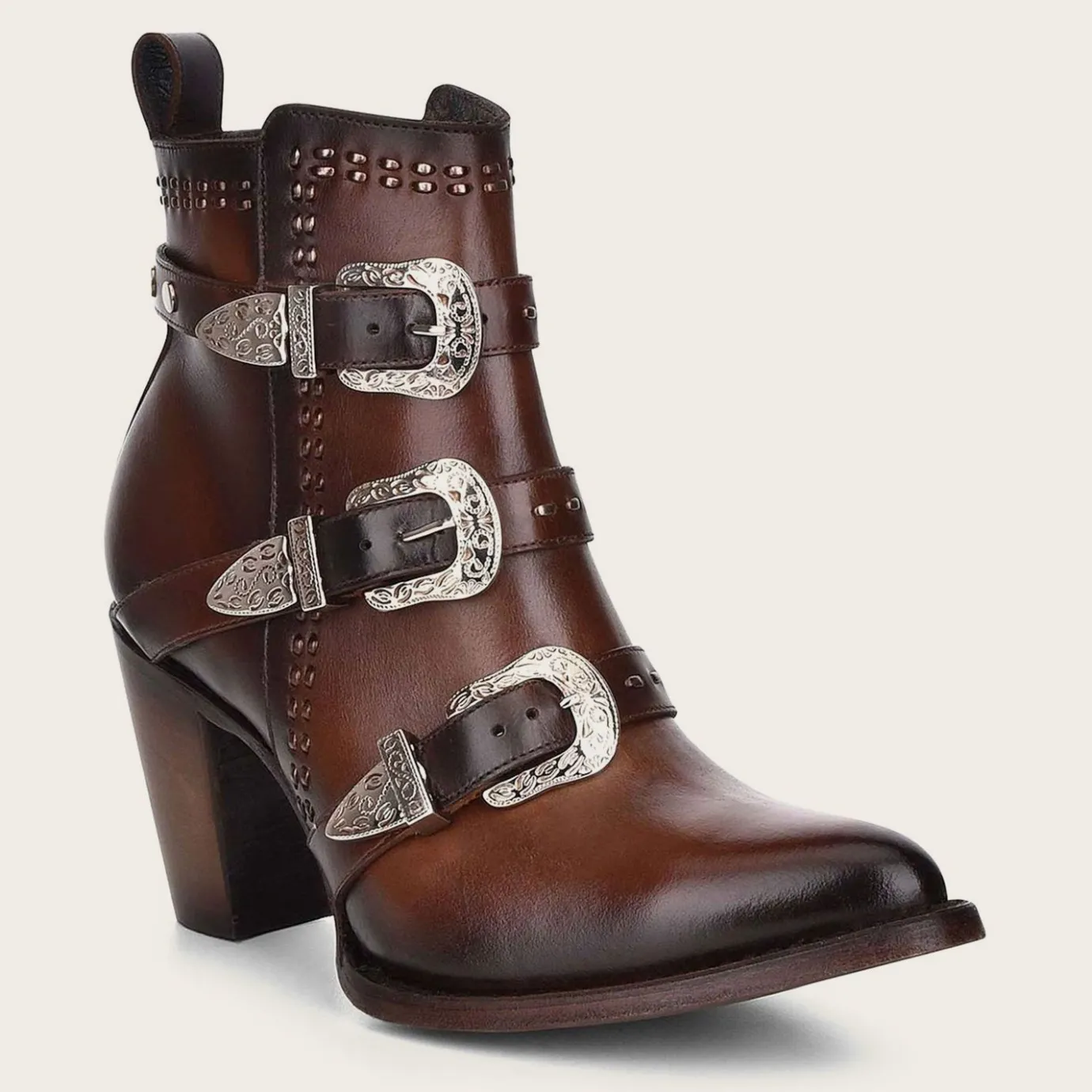 Women Cuadra Ankle Boots & Booties-Handwoven Brown Leather Bootie