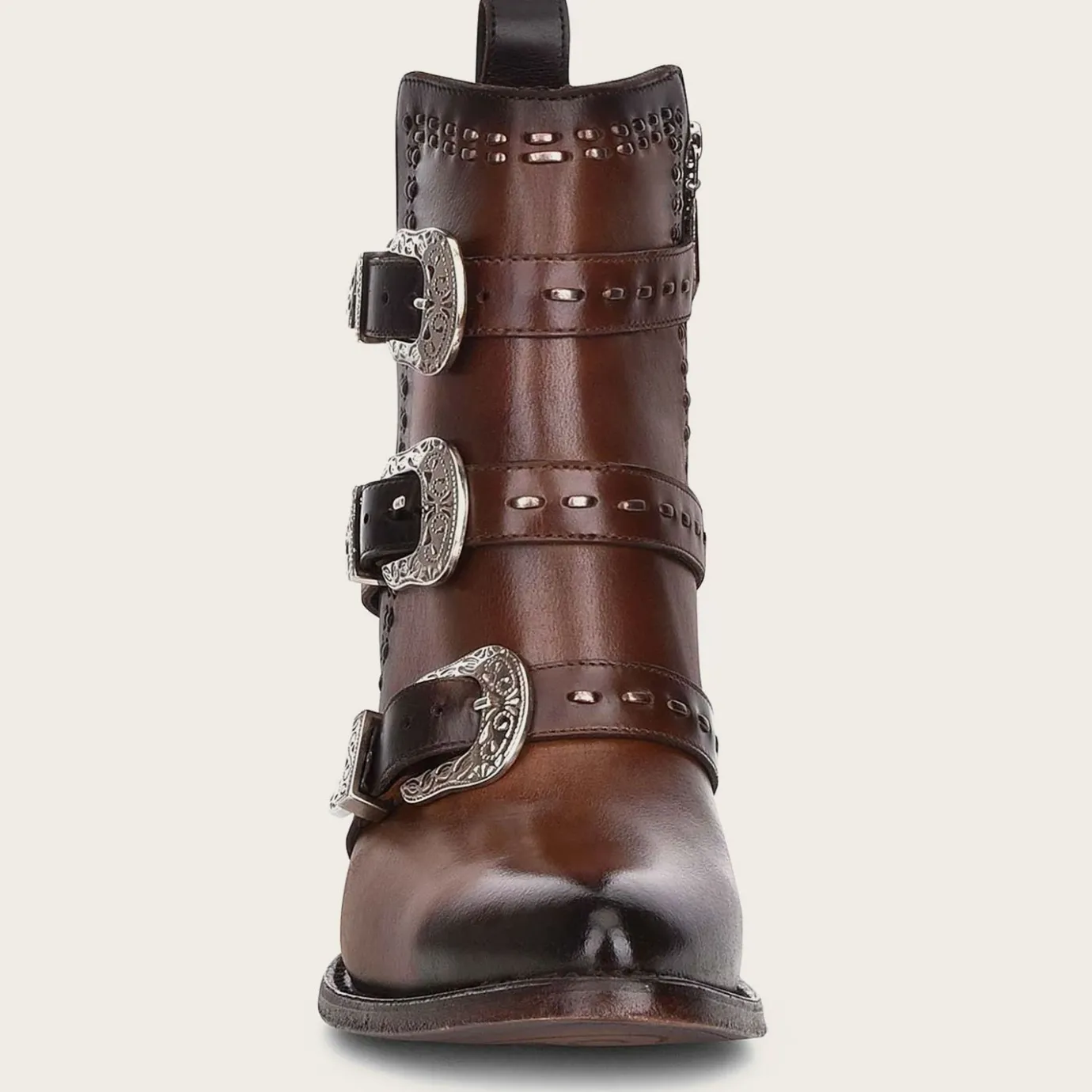 Women Cuadra Ankle Boots & Booties-Handwoven Brown Leather Bootie