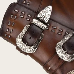 Women Cuadra Ankle Boots & Booties-Handwoven Brown Leather Bootie