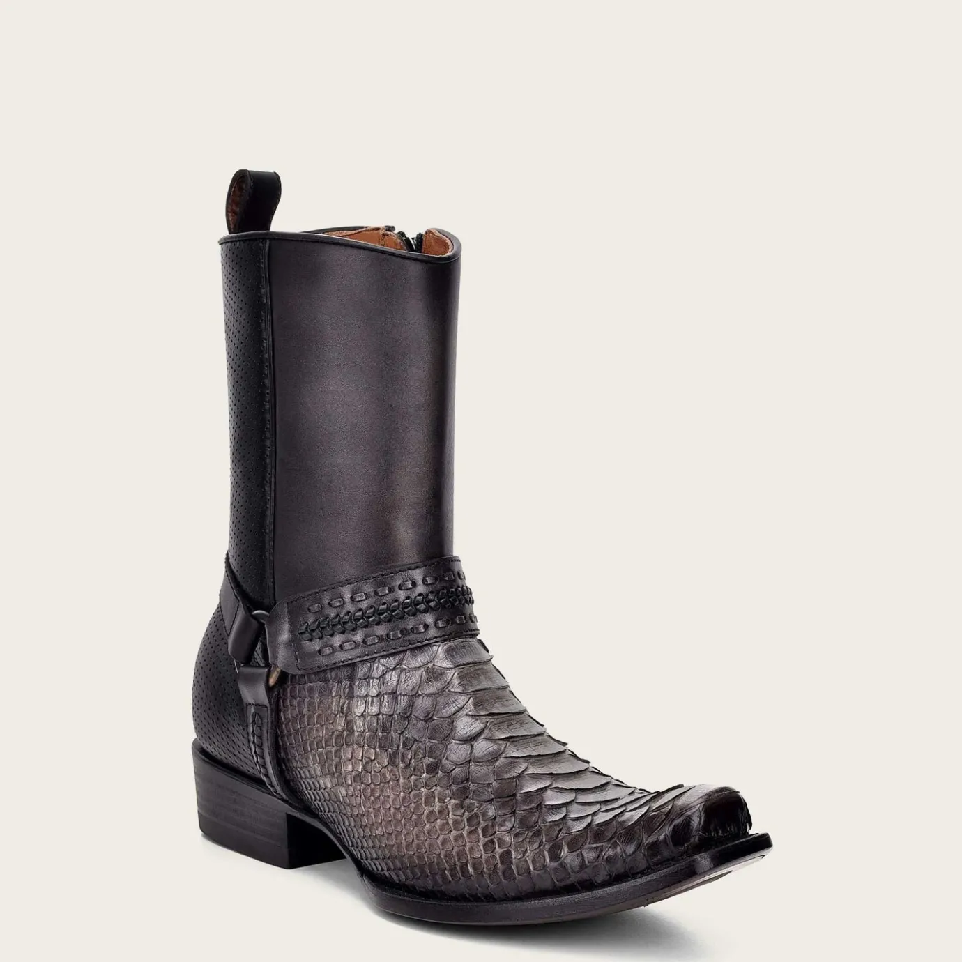 Men Cuadra Urban & Casual Boots-Handwoven Grey Python Leather Boots For Men