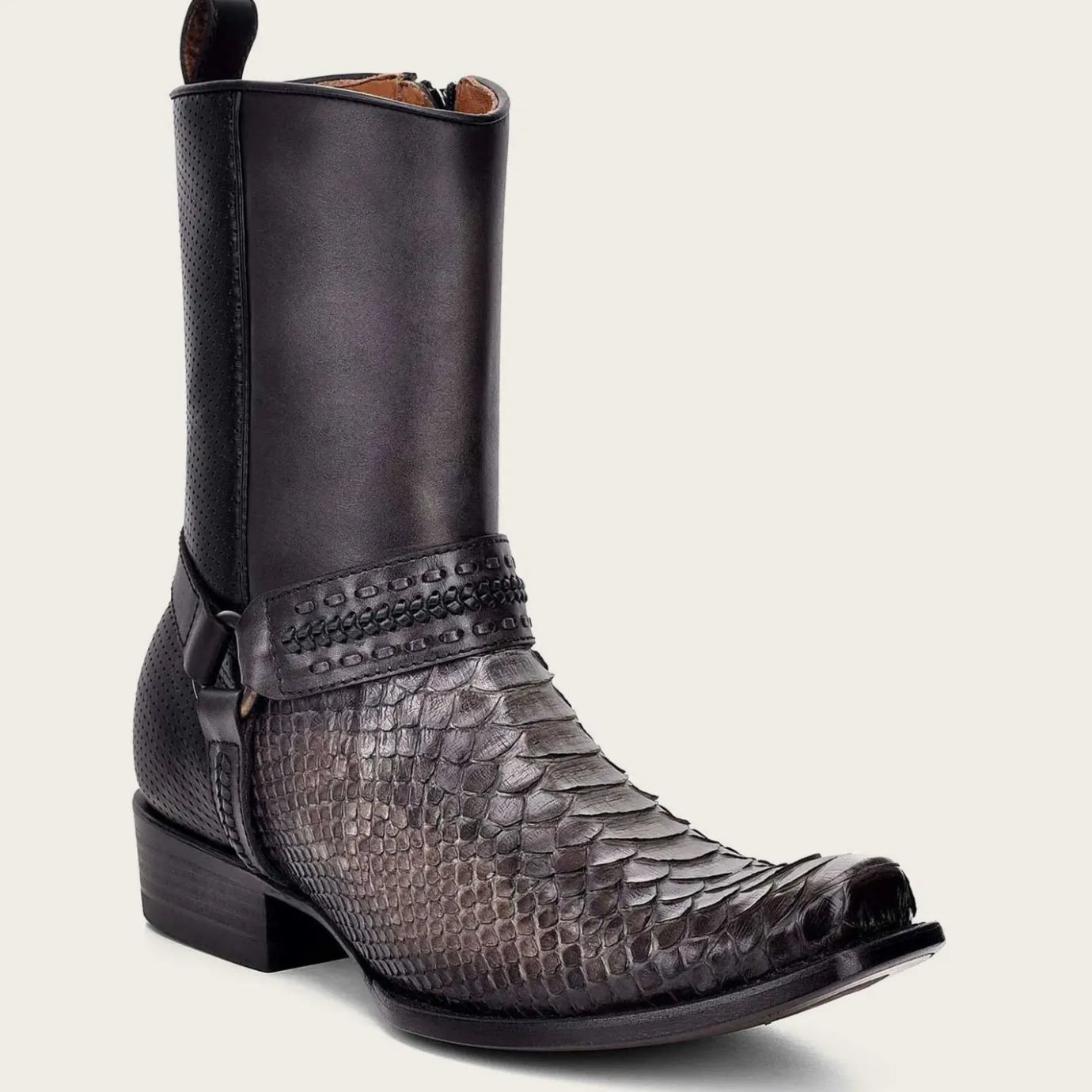 Men Cuadra Urban & Casual Boots-Handwoven Grey Python Leather Boots For Men