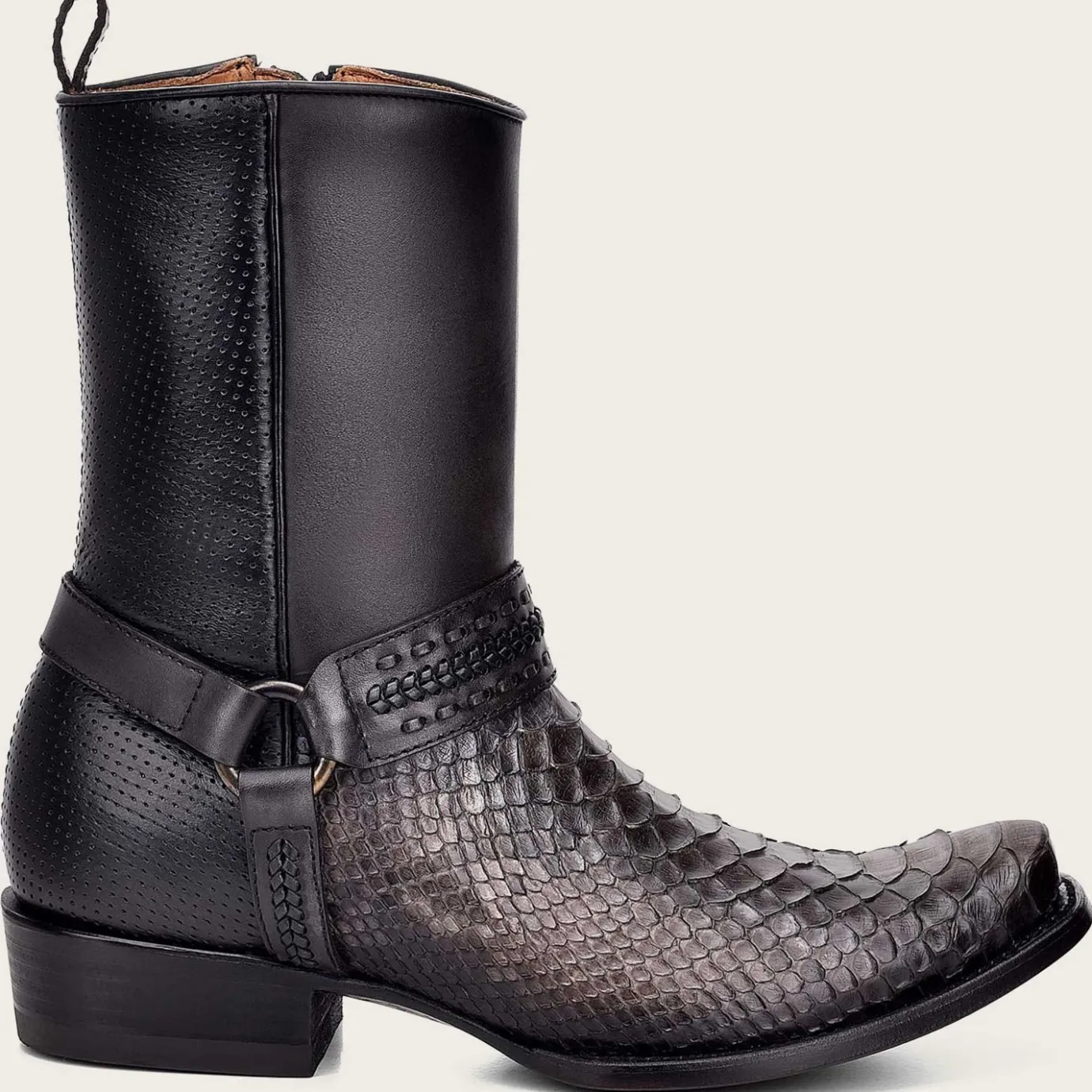 Men Cuadra Urban & Casual Boots-Handwoven Grey Python Leather Boots For Men