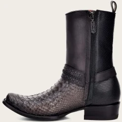 Men Cuadra Urban & Casual Boots-Handwoven Grey Python Leather Boots For Men