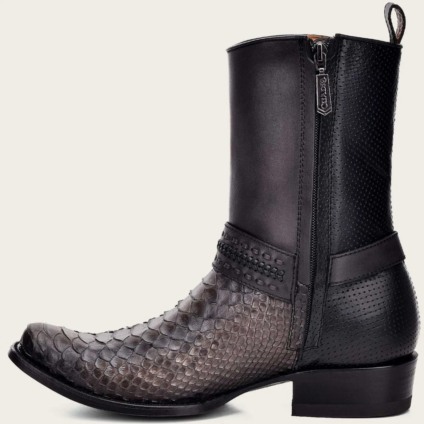 Men Cuadra Urban & Casual Boots-Handwoven Grey Python Leather Boots For Men