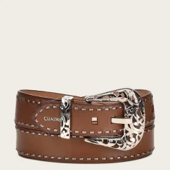 Women Cuadra Belts-Handwoven Honey Leather Belt With Metallic Buckle