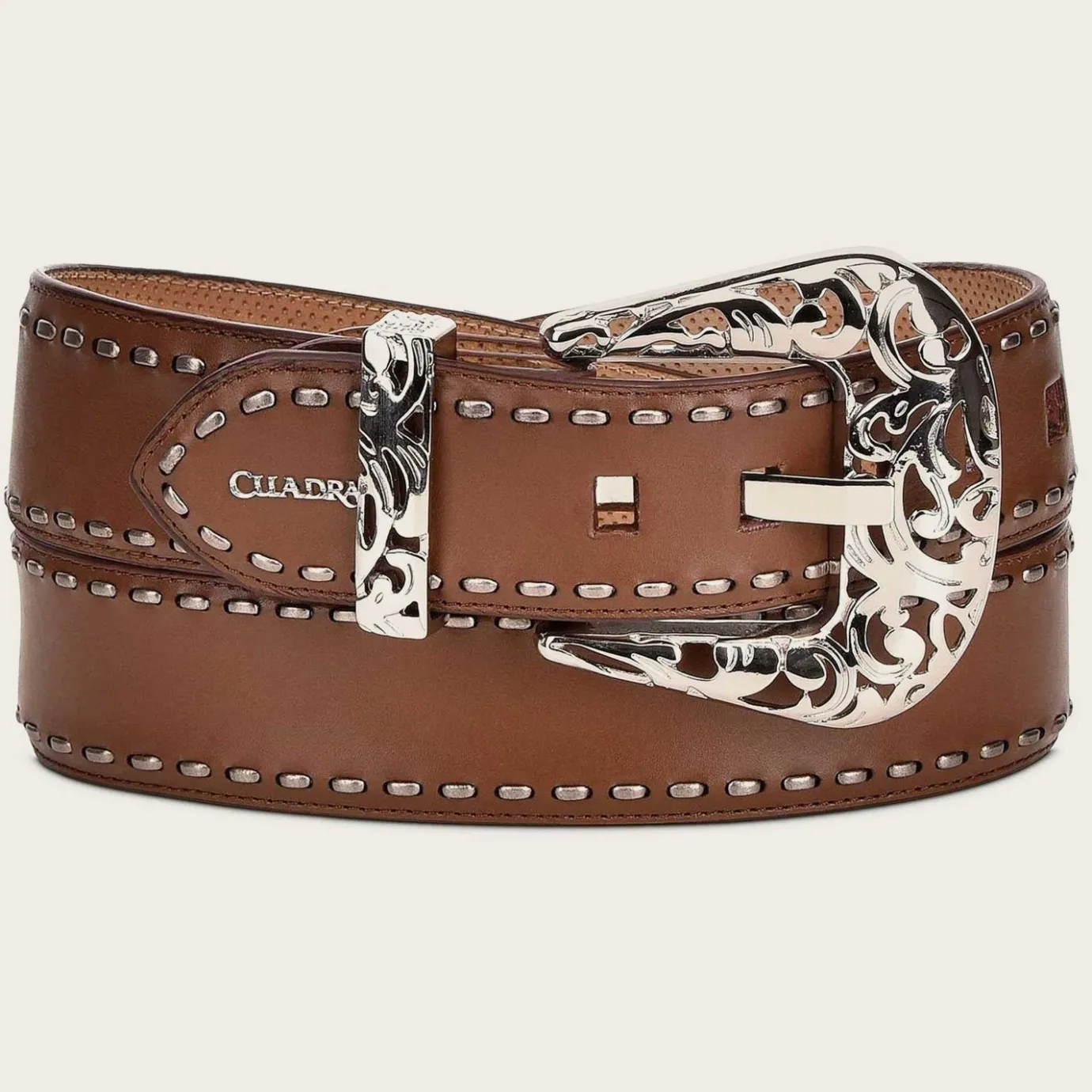 Women Cuadra Belts-Handwoven Honey Leather Belt With Metallic Buckle