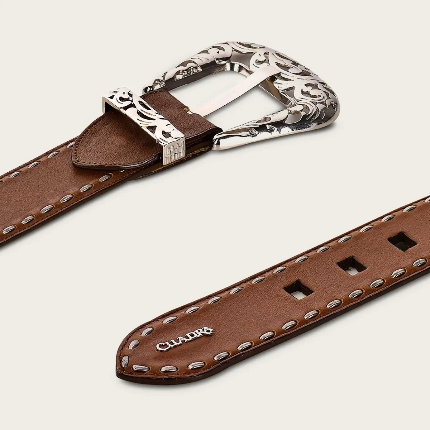 Women Cuadra Belts-Handwoven Honey Leather Belt With Metallic Buckle