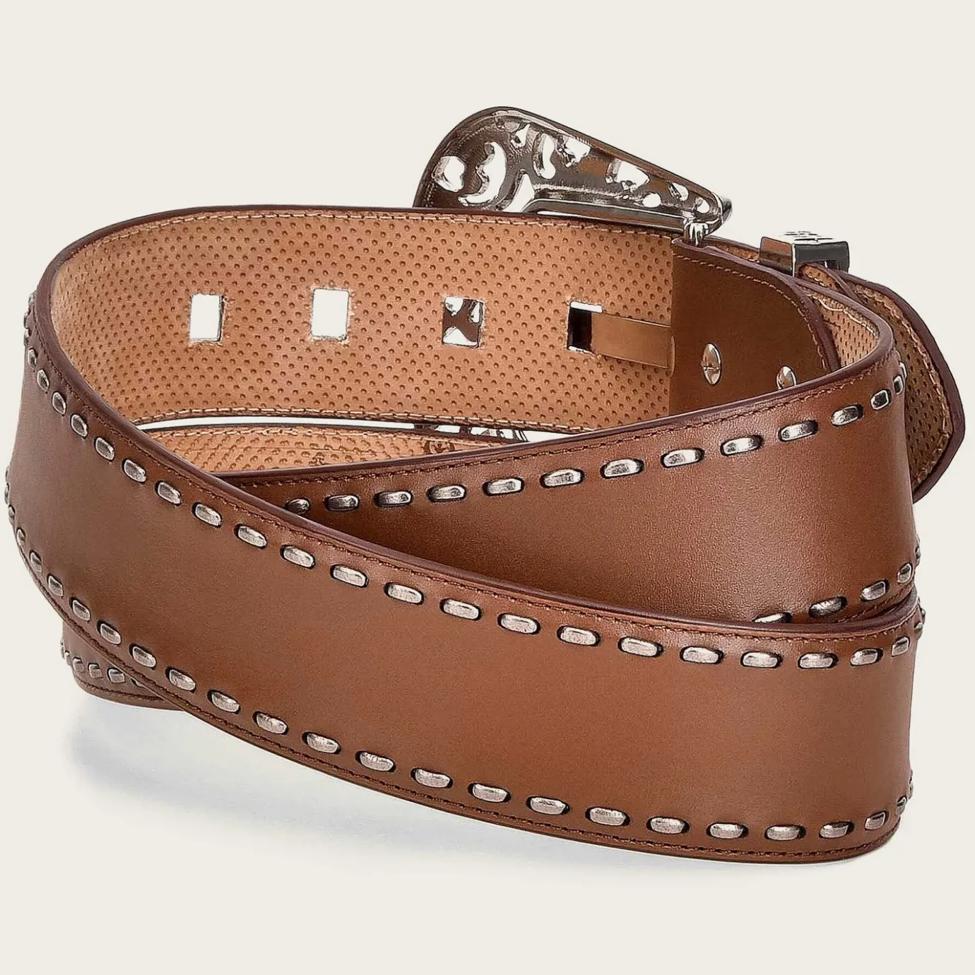 Women Cuadra Belts-Handwoven Honey Leather Belt With Metallic Buckle