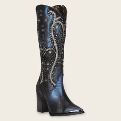 Women Cuadra Western Boots-High Black Leather Western Boot