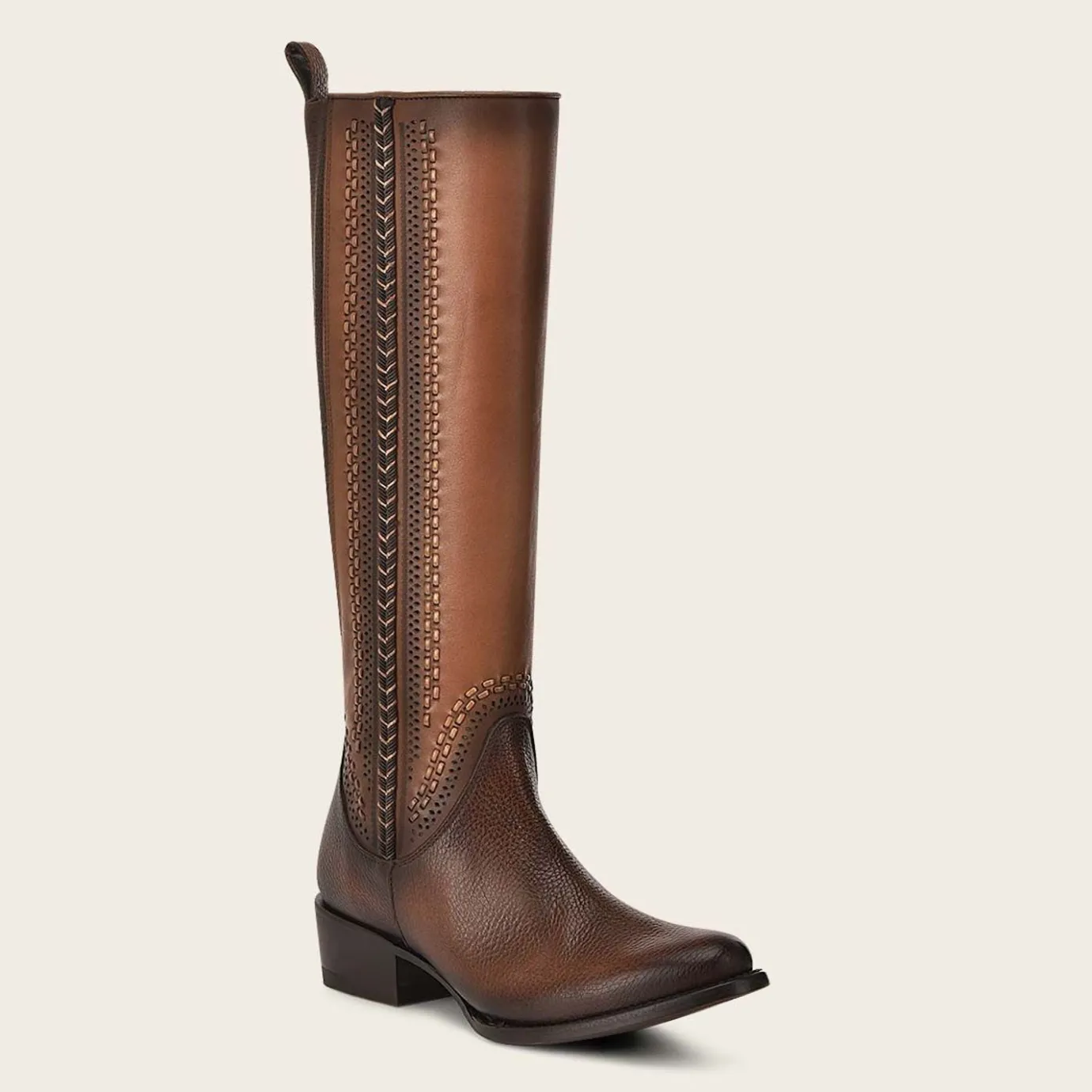 Women Cuadra Tall & Knee-High Boots-High Brown Boot With Different Textures